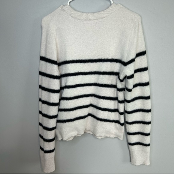 Bailey 44 Sundry Stripes Mock Neck Cozy Sweater Oyster White Black Size Large - Picture 7 of 8